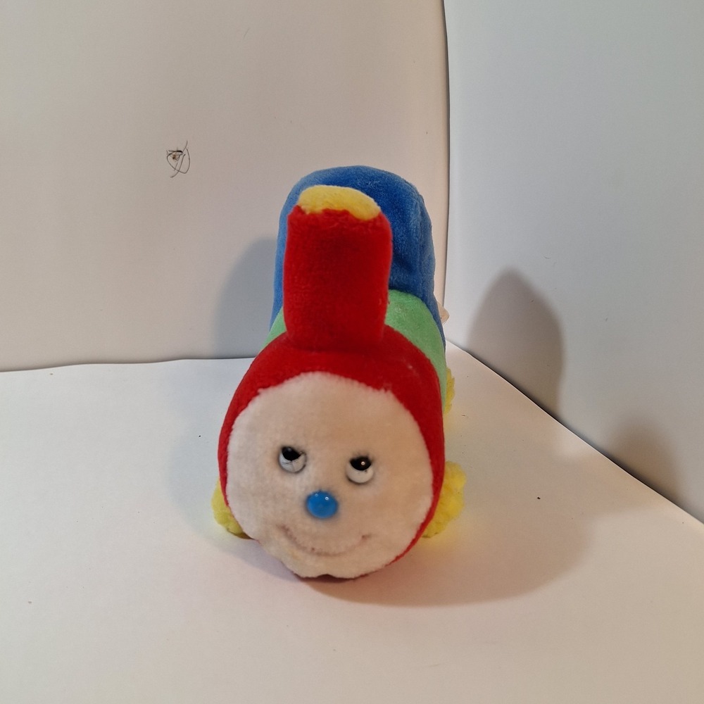 Vtg Eden Blue‎ Train Plush  Toy Musical Railroad Song 8" works Well